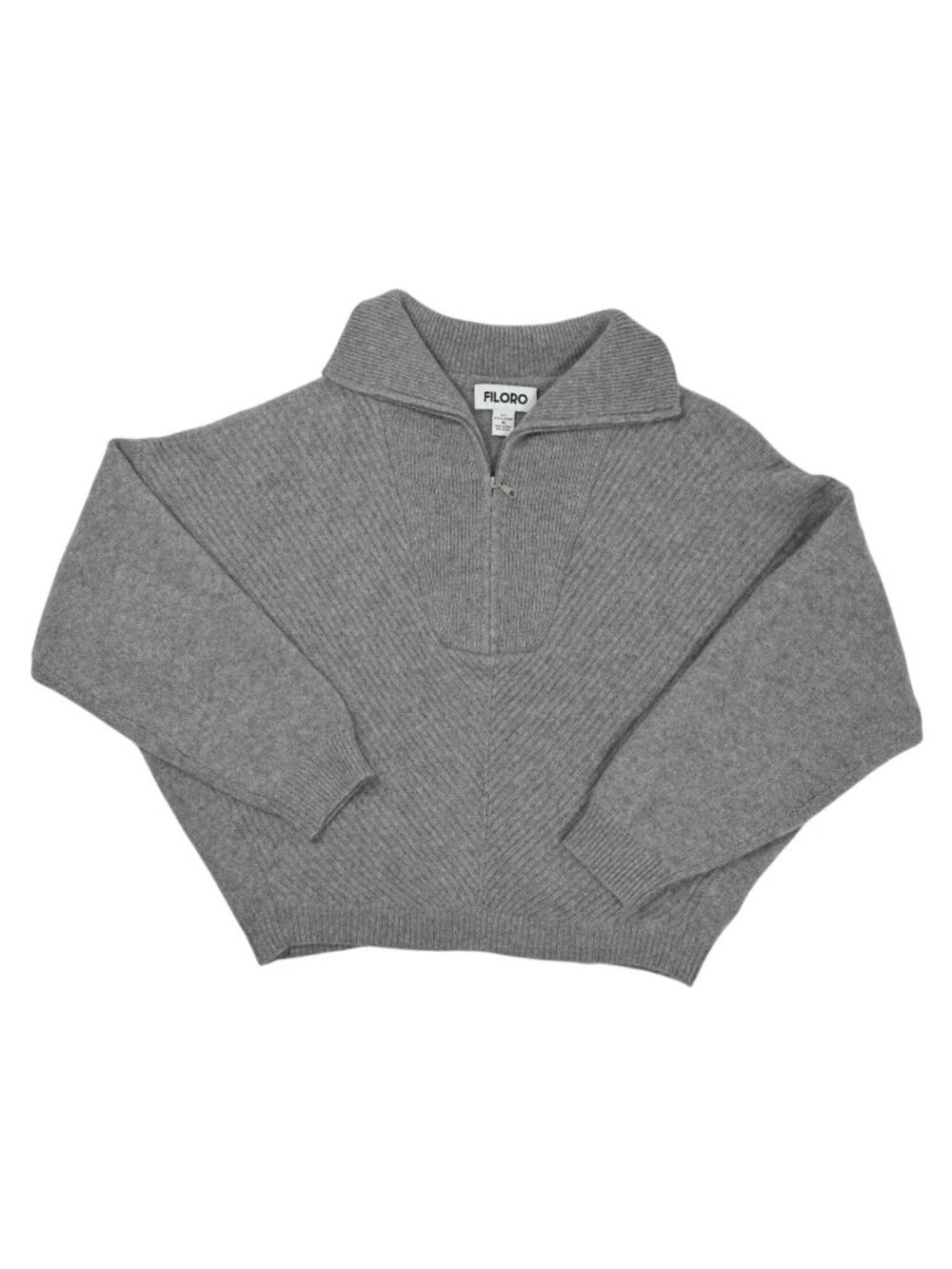 Filoro 2-Ply Cashmere Half Zip Sweater in Grey